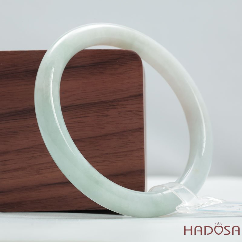 Vòng Ngọc Cẩm Thạch Type A Lá Hẹ Xanh Ngọc Khói Ni 54