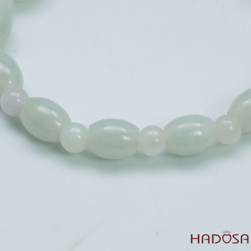 Vòng Cẩm Thạch Nếp Trắng Hạt Tròn Lu Thống 7x9mm
