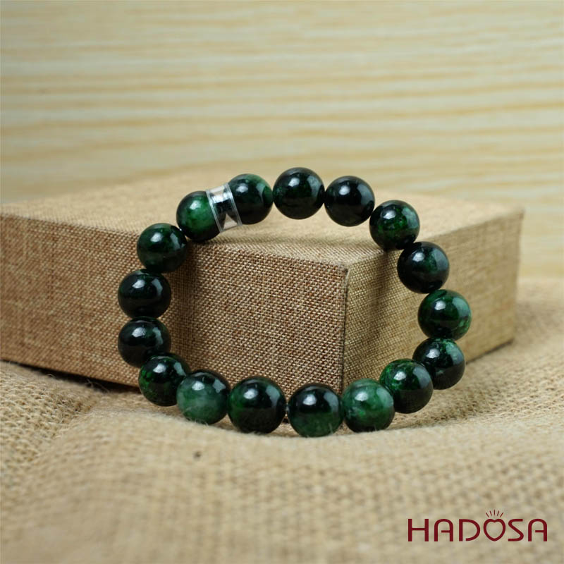 Vòng Chuỗi Cẩm Thạch xanh vân đậm 11mm