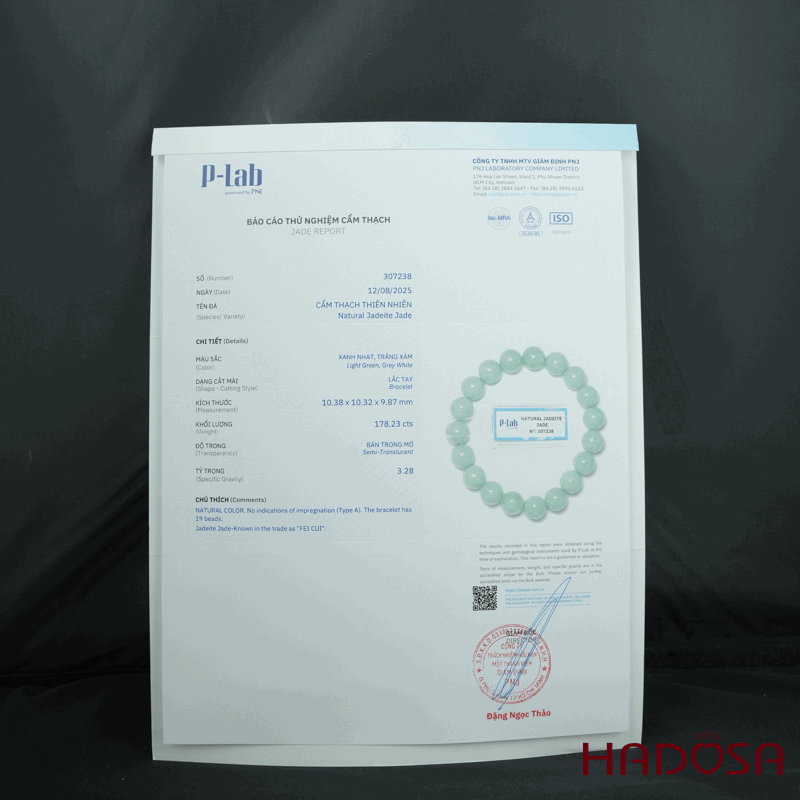 Vòng tay Ngọc Cẩm thạch xanh ngọc 10mm