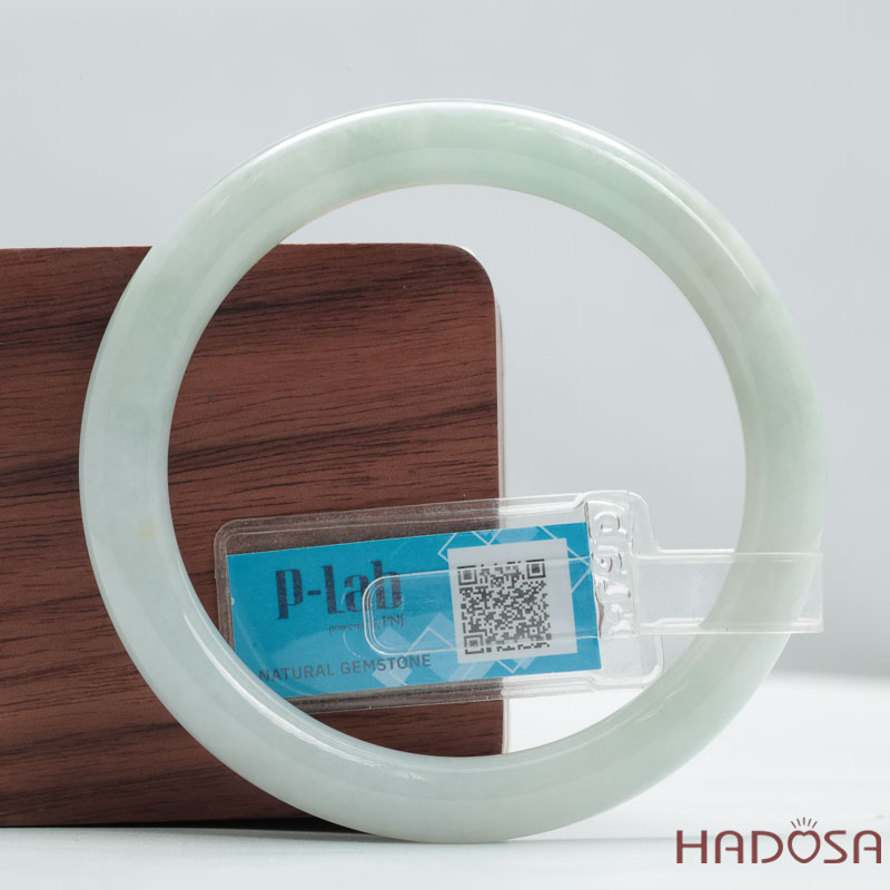 Vòng Ngọc Cẩm Thạch Type A Lá Hẹ Xanh Ngọc Khói Ni 54