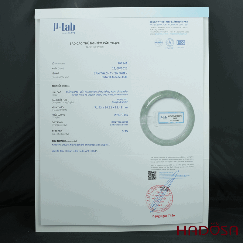 Vòng Cẩm Thạch A xanh mạ bản oval ni 54