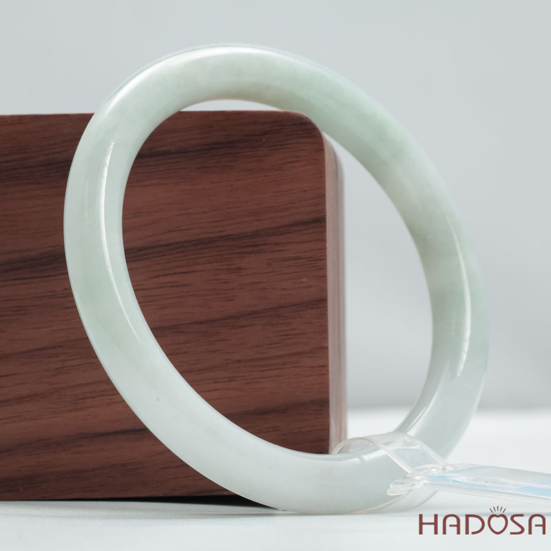 Vòng Ngọc Cẩm Thạch Type A Lá Hẹ Xanh Ngọc Khói Ni 54