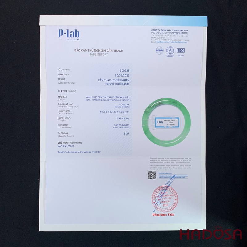 Vòng Ngọc Cẩm Thạch bản tròn xanh vân lý ni 52