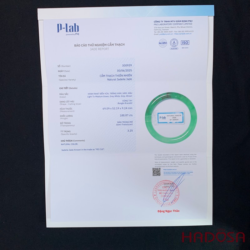 Vòng Ngọc Cẩm Thạch bản tròn xanh vân lý ni 51
