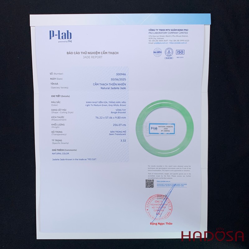 Vòng Ngọc Cẩm Thạch bản tròn xanh vân lý ni 57