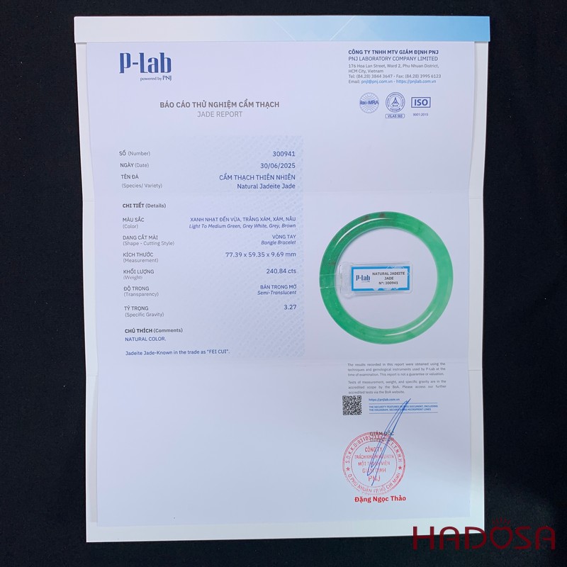 Vòng Ngọc Cẩm Thạch bản tròn xanh vân lý ni 59
