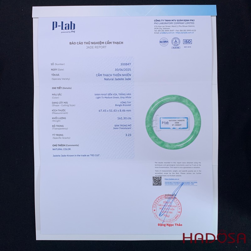 Vòng Ngọc Cẩm Thạch bản tròn xanh lý vân bông ni 51