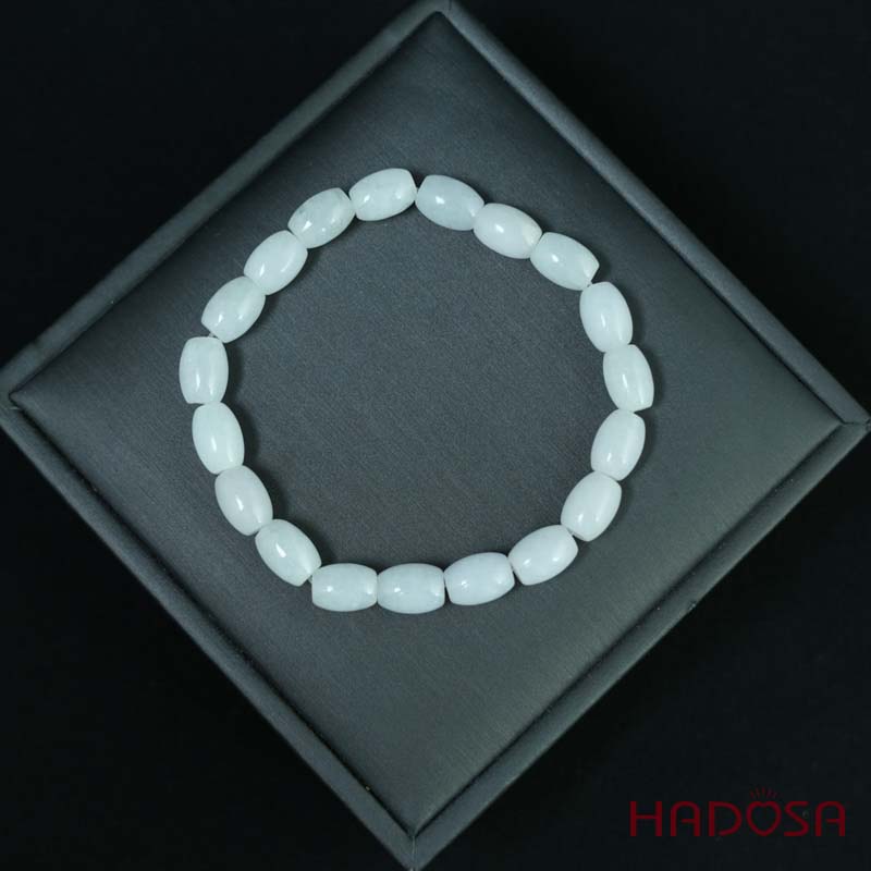 Vòng tay Cẩm Thạch trắng lí hạt lu thống