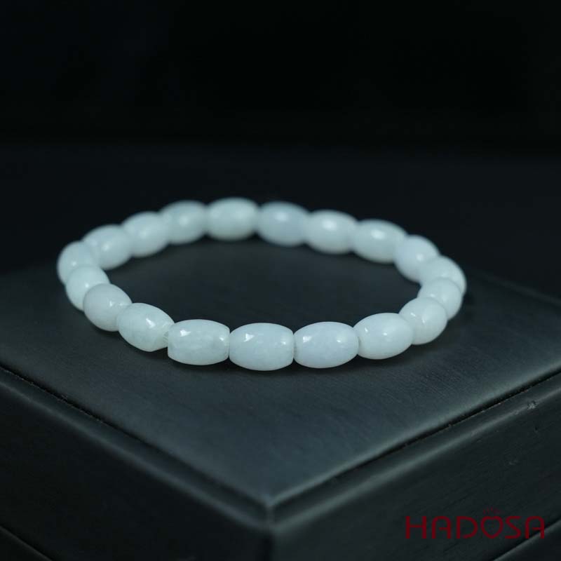 Vòng tay Cẩm Thạch trắng lí hạt lu thống