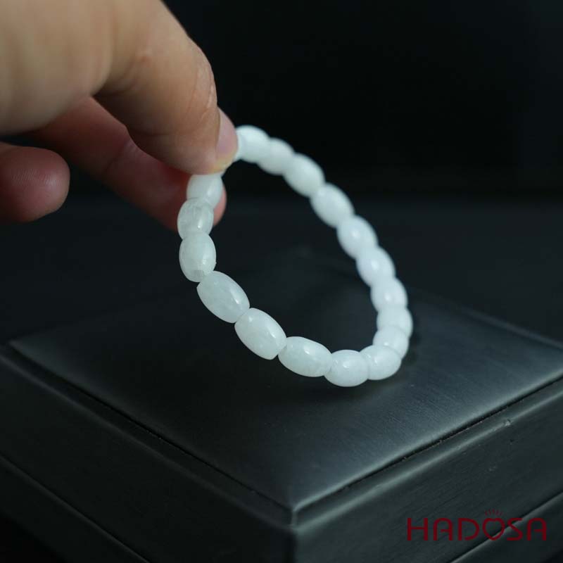 Vòng tay Cẩm Thạch trắng lí hạt lu thống