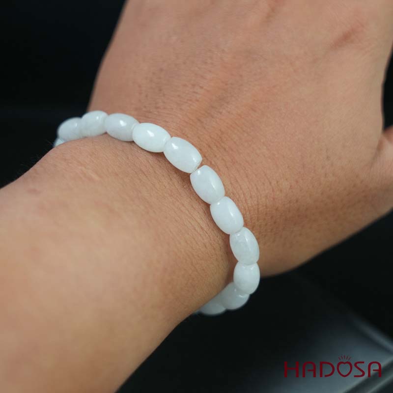 Vòng tay Cẩm Thạch trắng lí hạt lu thống