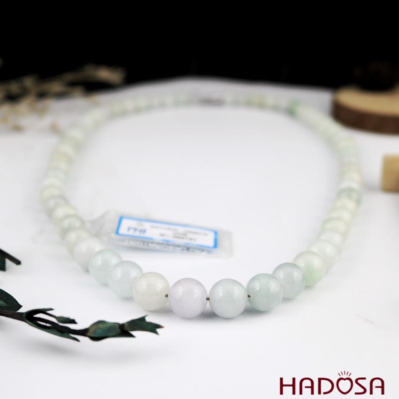 Vòng cổ Cẩm Thạch trắng lý 53cm