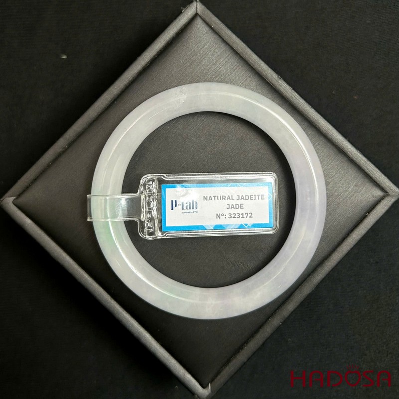 Vòng Kiền Cẩm Thạch Trắng Phớt Tím, Xanh Lý Ni 52 | HADOSA