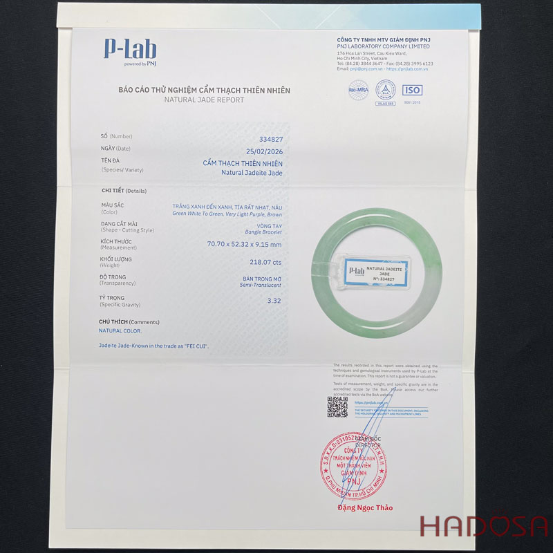Vòng Ngọc Cẩm Thạch bản tròn xanh điểm lí ni 51