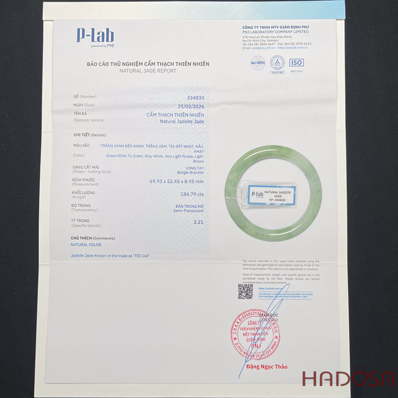 Vòng Ngọc Cẩm Thạch bản tròn xanh đậu ni 52