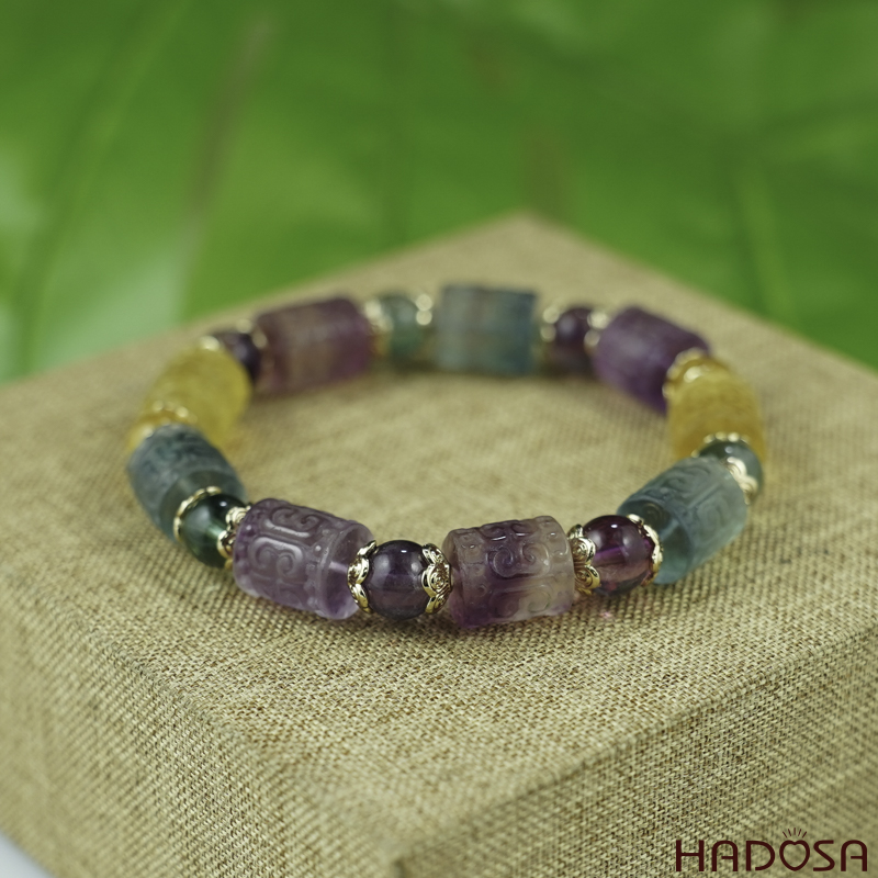 Vòng đá Florite lu thống chạm 9x11 chuẩn 5A