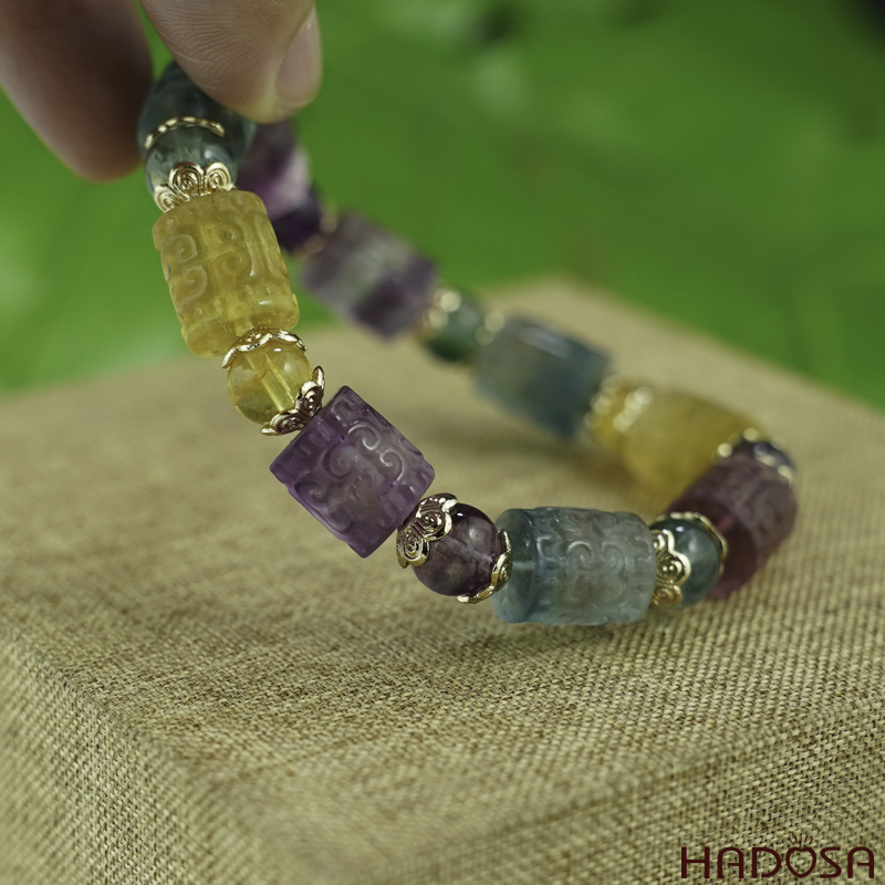 Vòng đá Florite lu thống chạm 9x11 chuẩn 5A