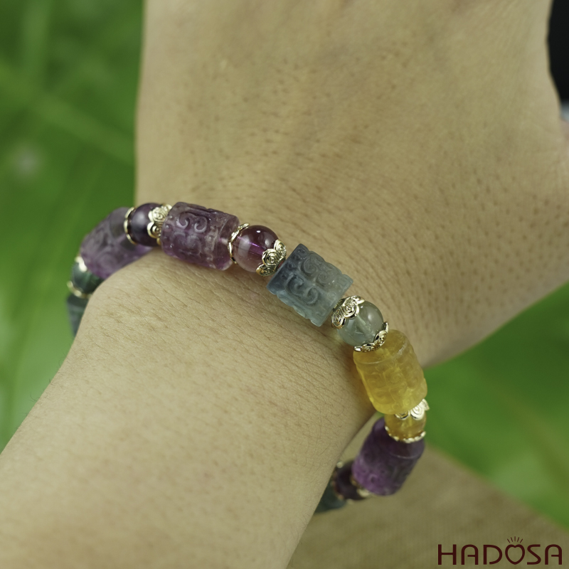 Vòng đá Florite lu thống chạm 9x11 chuẩn 5A