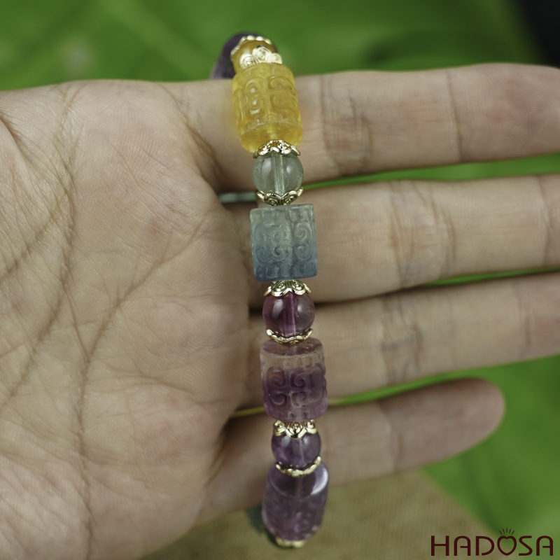 Vòng đá Florite lu thống chạm 9x11 chuẩn 5A