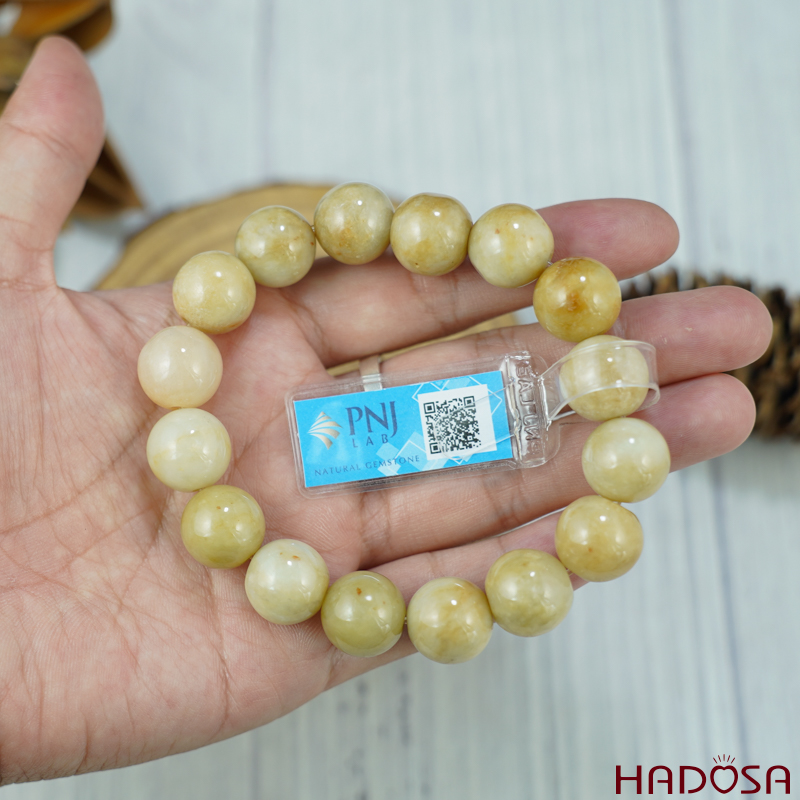 Vòng chuỗi Ngọc Cẩm Thạch Jade A huyết sứ 13mm