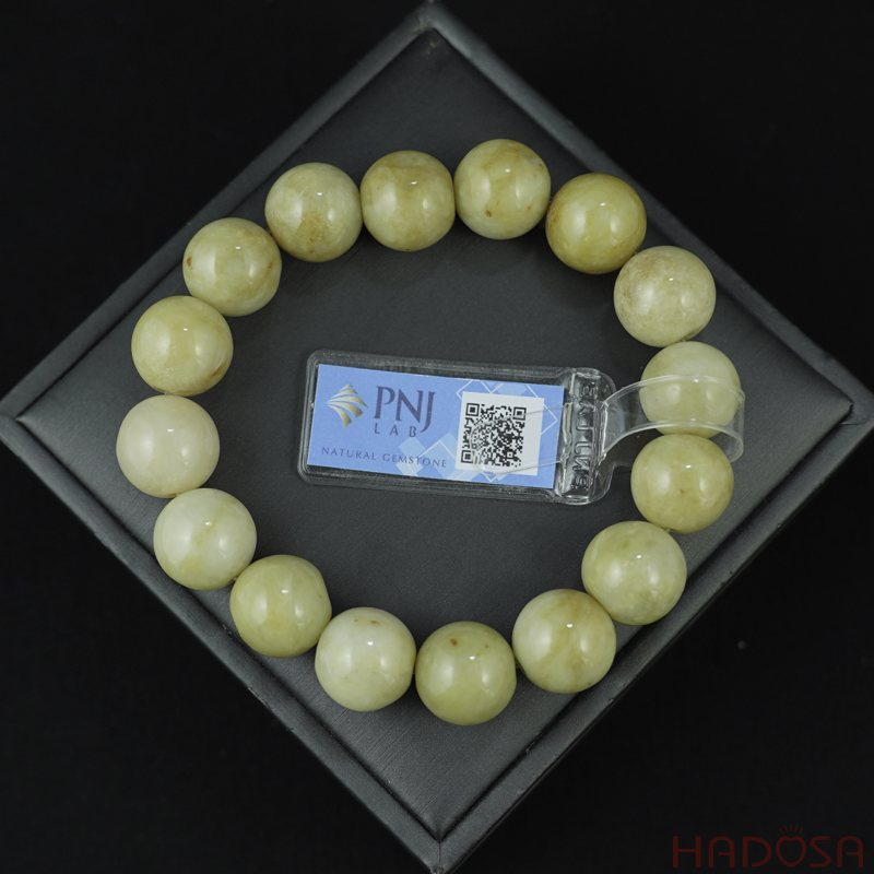 Vòng chuỗi Ngọc Cẩm Thạch Jade A huyết sứ 13mm