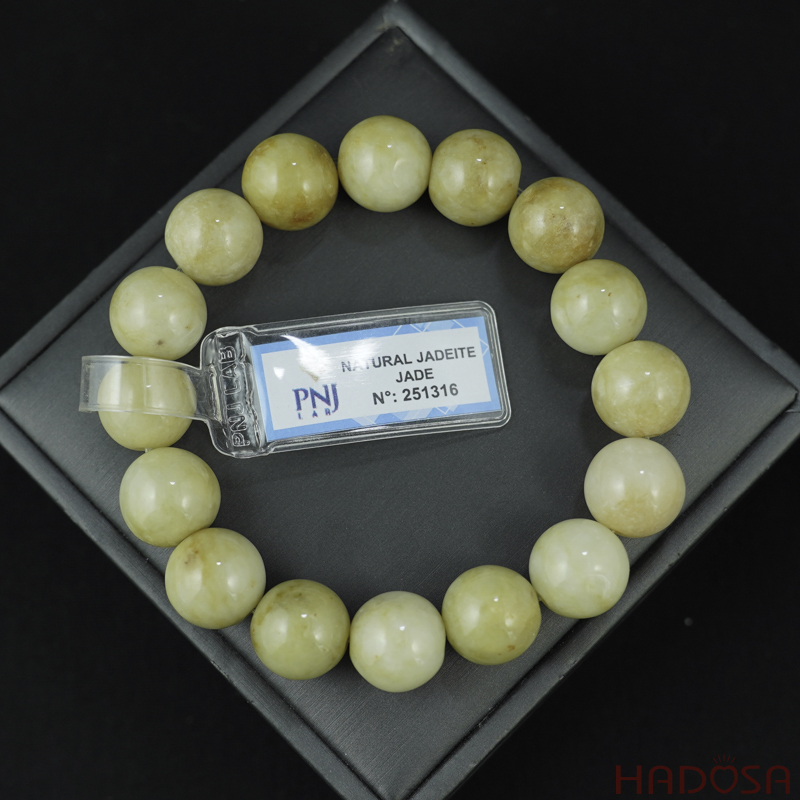 Vòng chuỗi Ngọc Cẩm Thạch Jade A huyết sứ 13mm