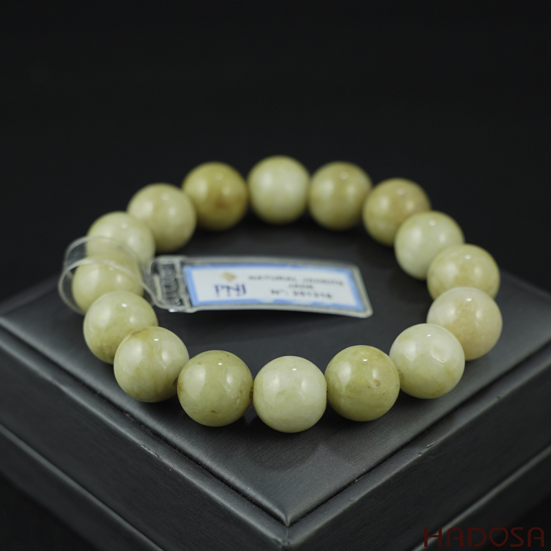 Vòng chuỗi Ngọc Cẩm Thạch Jade A huyết sứ 13mmVòng chuỗi Ngọc Cẩm Thạch Jade A huyết sứ 13mm