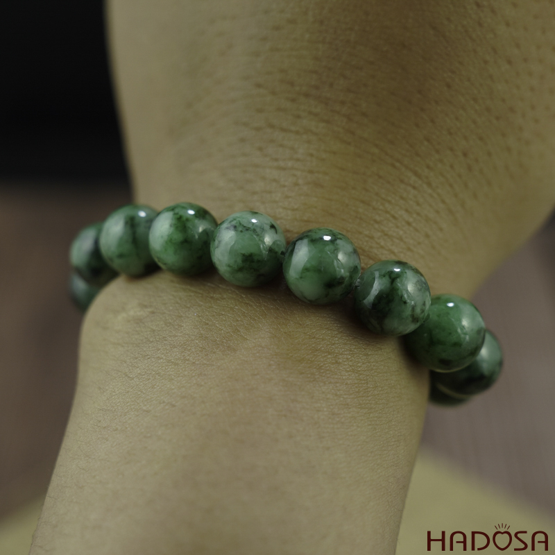 Vòng chuỗi Cẩm Thạch xanh vân đậm 10mm