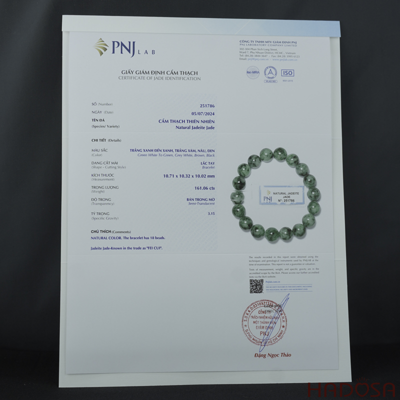 Vòng chuỗi Cẩm Thạch xanh vân đậm 10mm