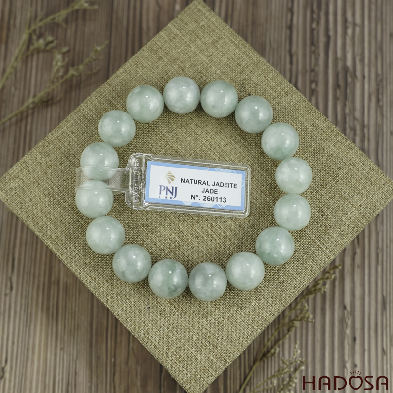 Vòng chuỗi Cẩm Thạch xanh đậu 13mm