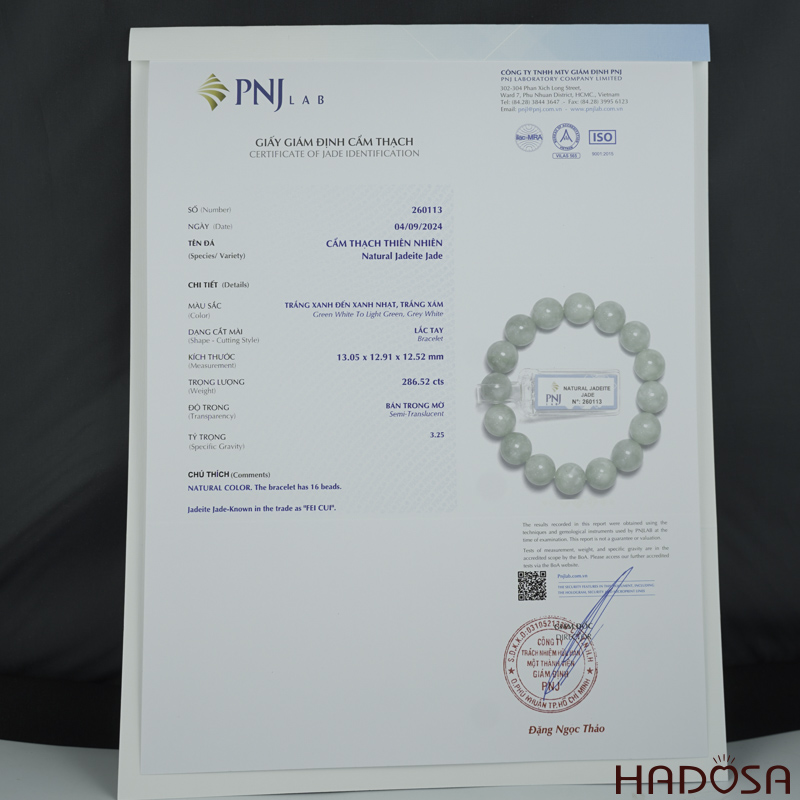 Vòng chuỗi Cẩm Thạch xanh đậu 13mm