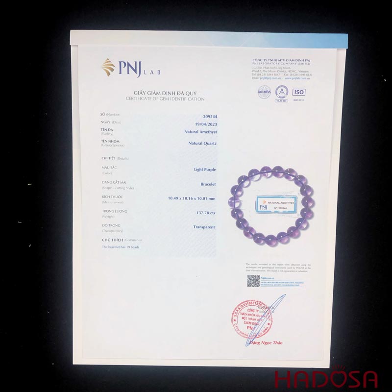 Vòng thạch anh tím tóc vàng 10mm chuẩn 7A