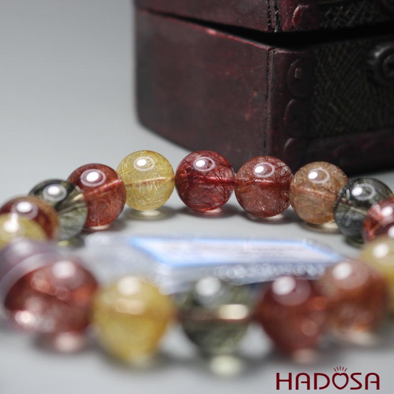 Vòng thạch anh tóc tam tài 11mm 5A