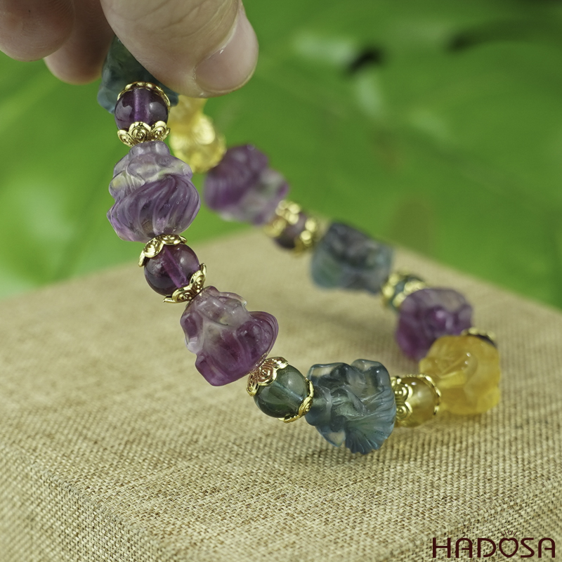 Vòng đá Florite Hồ Ly 12mm chuẩn 5A