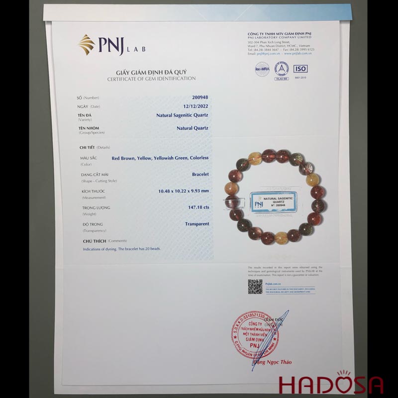 Vòng Thạch anh tóc tam tài 10mm chuẩn 5A