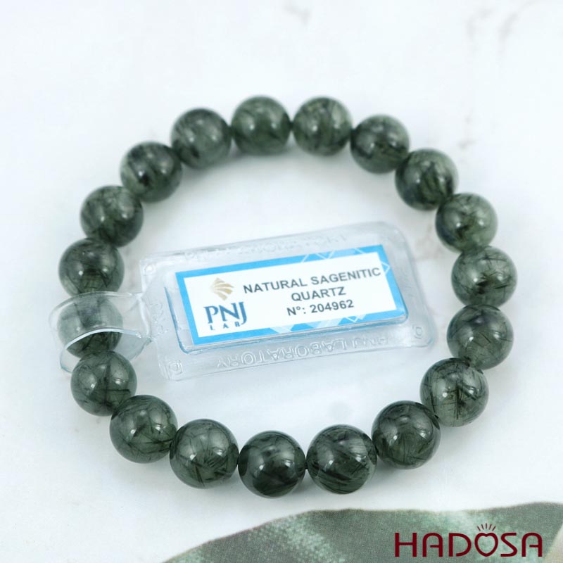 Vòng đá Thạch anh tóc xanh 10mm chuẩn 4A