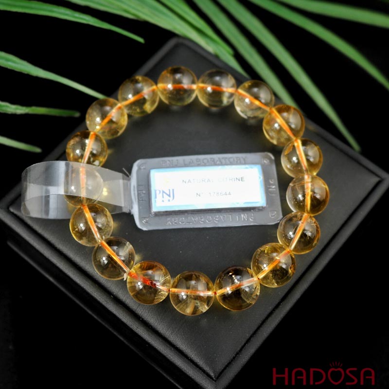 Vòng tay đá Thạch Anh Vàng 12mm cao cấp chuẩn 4A