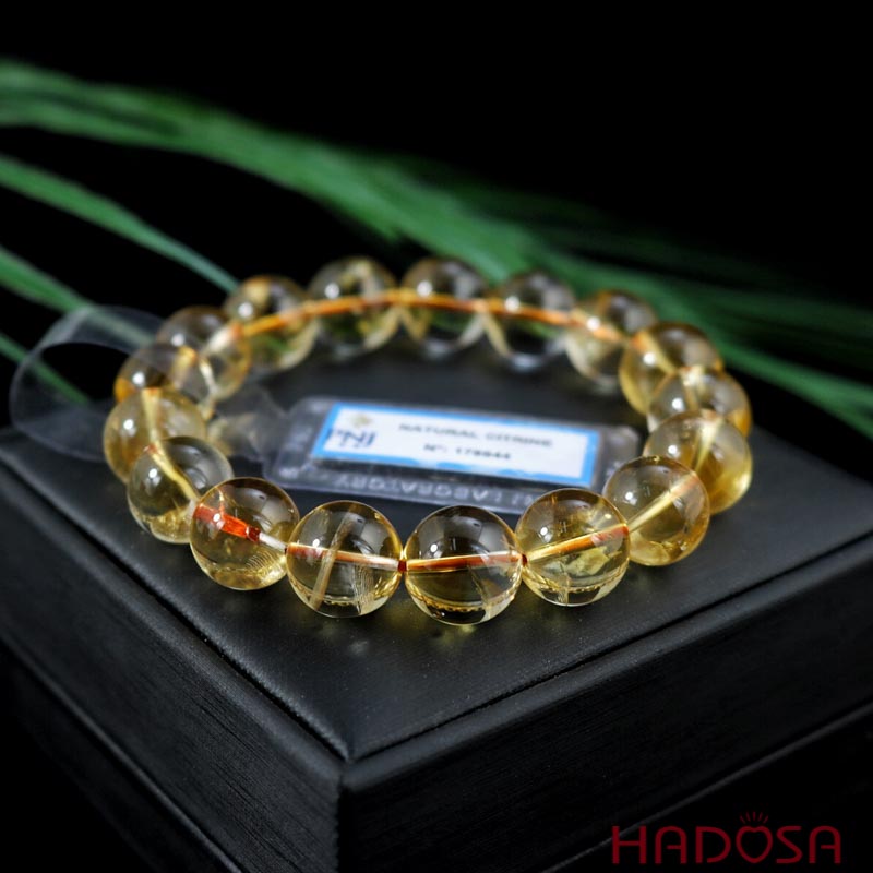 Vòng tay đá Thạch Anh Vàng 12mm cao cấp chuẩn 4A