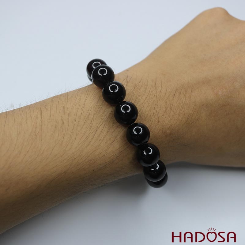 Vòng Hổ Phách Baltic Huyết đen 12mm