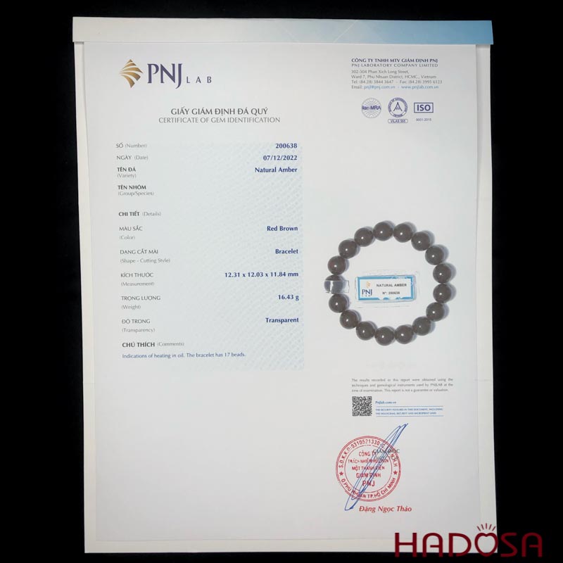 Vòng Hổ Phách Baltic Huyết đen 12mm