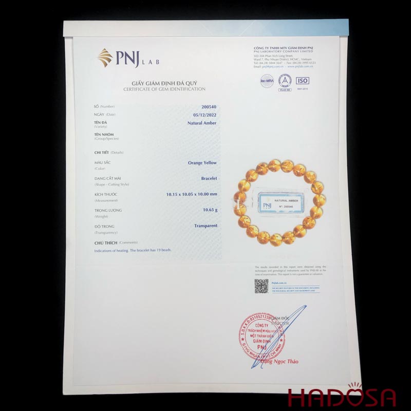 Vòng Hổ Phách Cognac Baltic vàng 10mm cao cấp