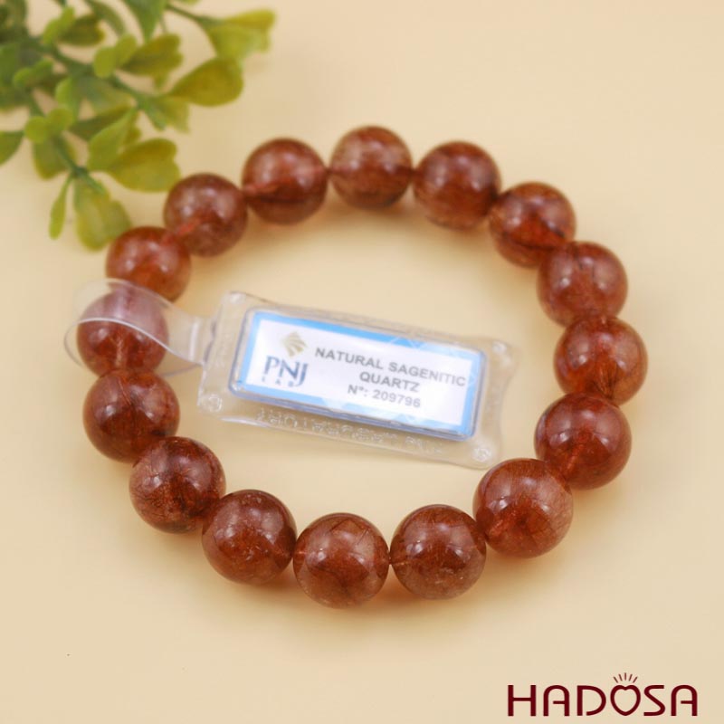 Vòng thạch anh tóc đỏ 13mm cao cấp chuẩn 5A