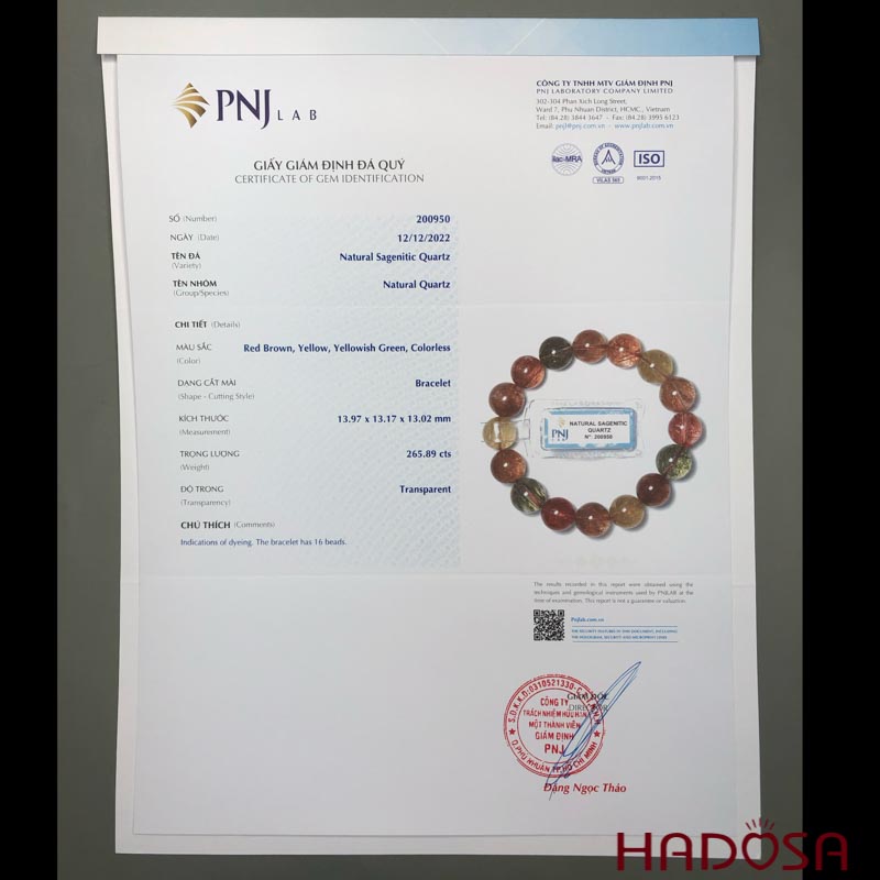 Vòng Thạch anh tóc tam tài 13mm chuẩn 5A