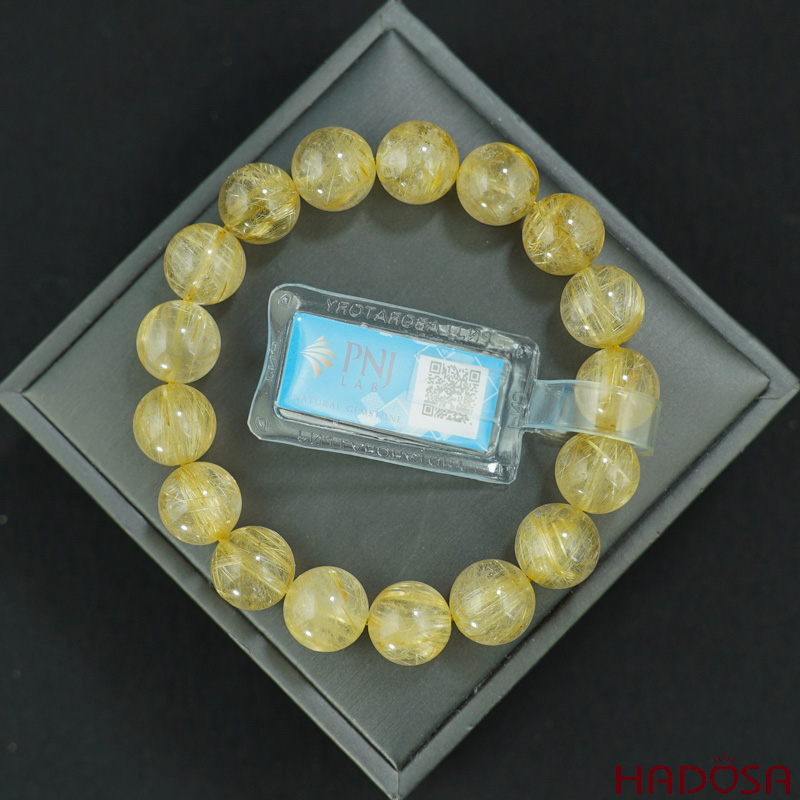 Vòng Thạch anh tóc vàng 12mm chuẩn 4A