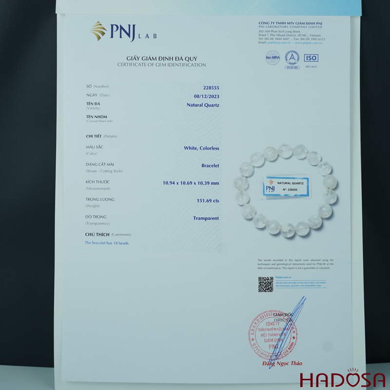 Vòng Thạch anh ưu linh mài giác 10mm chuẩn 4A