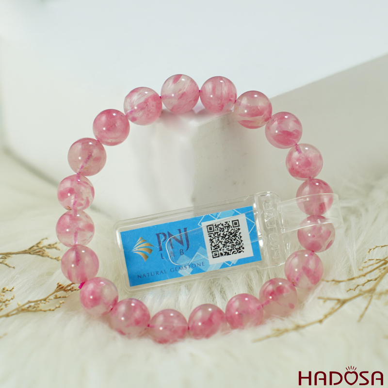 Vòng đá Tường Vy Hồng 9mm chuẩn  4A