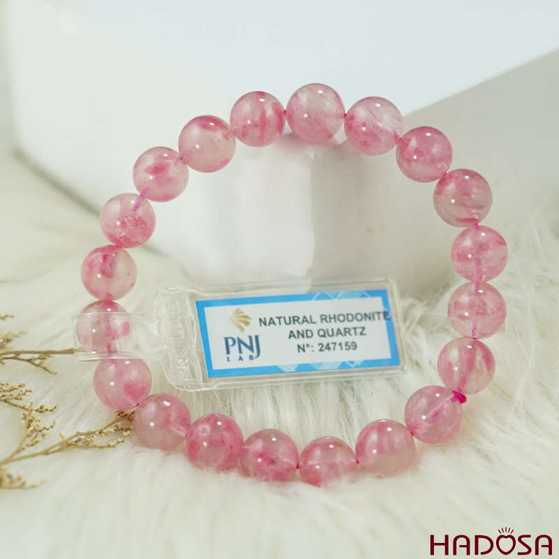 Vòng đá Tường Vy Hồng 9mm chuẩn  4A