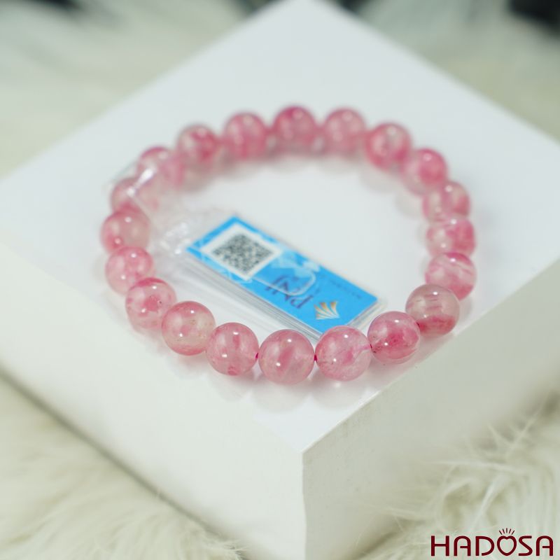 Vòng đá Tường Vy Hồng 9mm chuẩn  4A