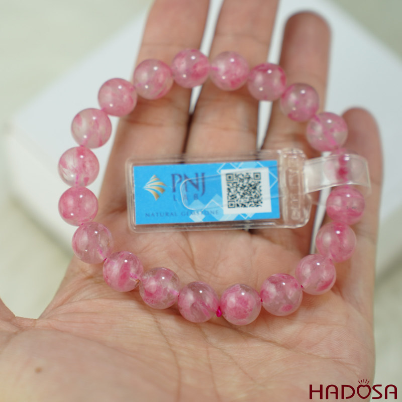 Vòng đá Tường Vy Hồng 9mm chuẩn  4A